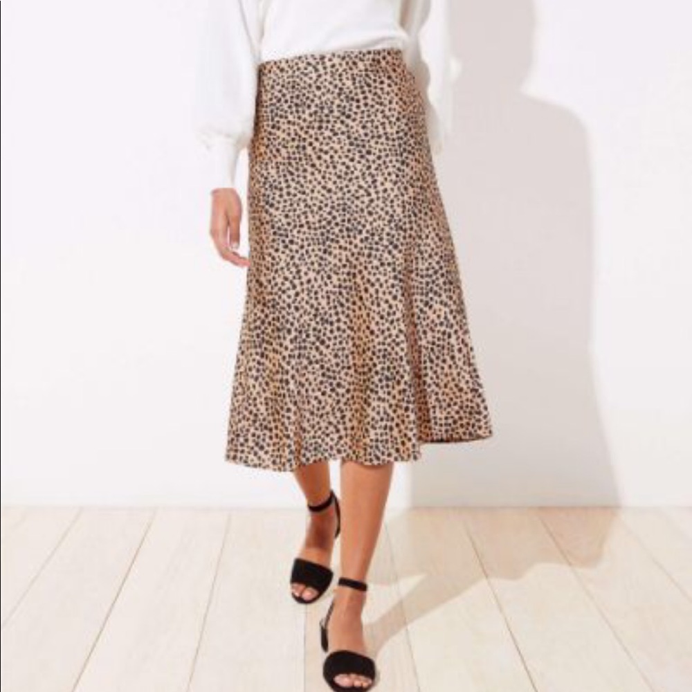Loft Leopard Midi Skirt